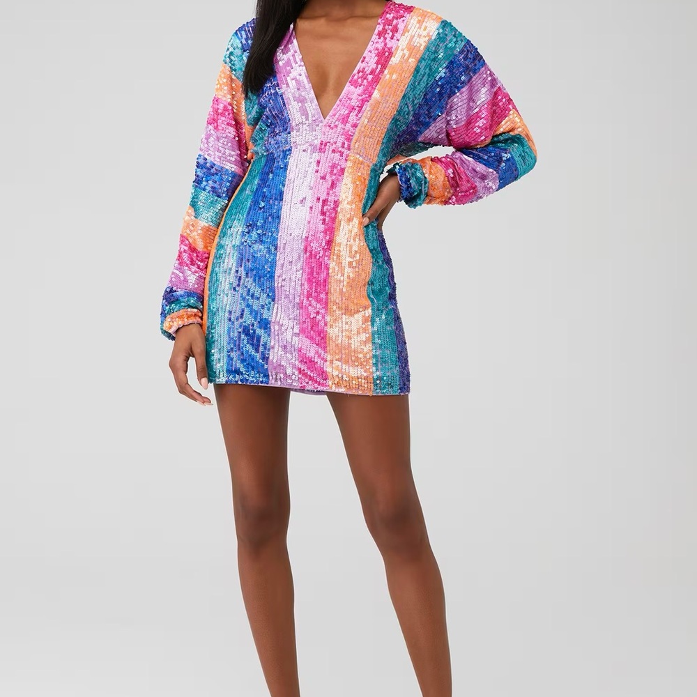 Show Me Your MuMu Rainbow Sequin Mini Dress - Pink, Blue, Purple, Orange